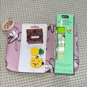 Pink Floral Pouch with Accessories